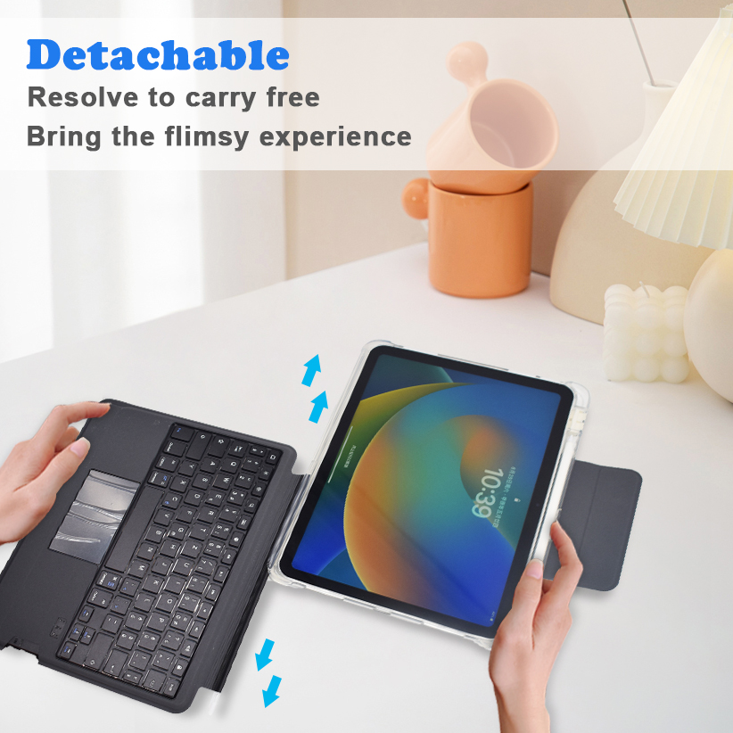 Wireless Keyboard Case with Touchpad for iPad 10.2" 9th 8th 7th Generation Detachable Bluetooth Keyboard with Pencil Holder for 2024 new iPad